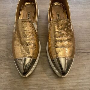 Miu Miu Crinkle Metallic Pink Shoes